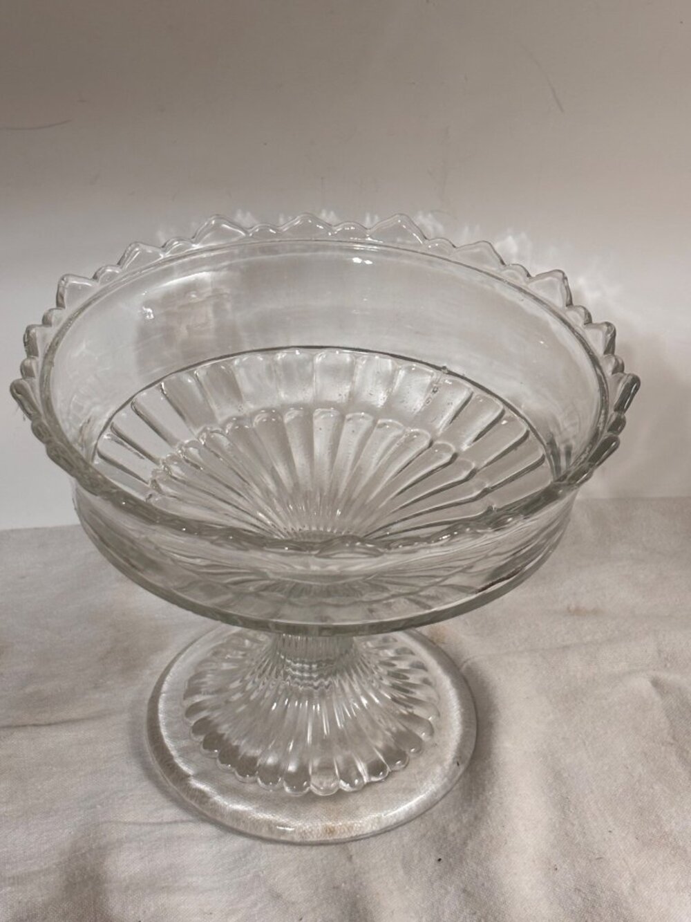 Antique 1903 Bryce Higbee Bonair Palm Leaf Fan EAPG Glass Pedestal Compote - Picture 11 of 13